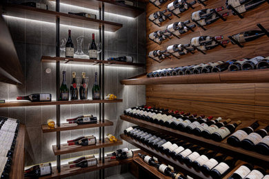 Inspiration for a contemporary wine cellar remodel in Boston