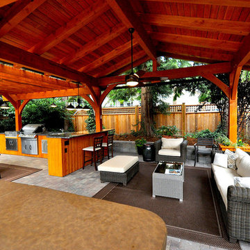 Cedar Timber Pavilion Outdoor Kitchen