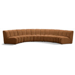 Meridian Furniture - Infinity Channel Tufted Velvet Modular Chair, Saddle, 5 Piece - Create a seating group that works for every possible situation with this Infinity modular 5-piece sectional and other pieces in the Infinity collection. Upholstered in soft Saddle velvet material that feels great against the skin and offers long-wearing beauty, this piece fits with other Infinity items for an infinite number of combinations that get your seating requirements just right but that look just as nice when used on their own.