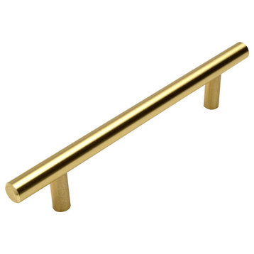 European Style Brushed Brass Bar Pulls, 4" Hole Centers