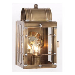 Saving Shepherd - Handcrafted Entry Lantern Sconce, Weathered Brass - Outdoor Wall Lights And Sconces