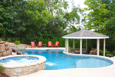 Inspiration for a rustic pool remodel in St Louis