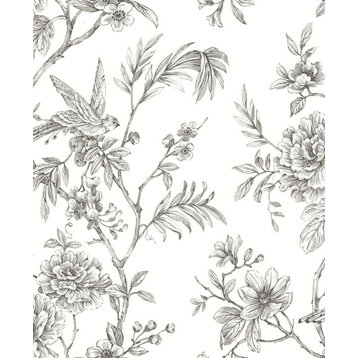 Jessamine Grey Floral Trail Wallpaper