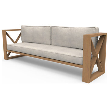 Brixton X Lounge Sofa, Wire Brushed Natural Teak, Cast Silver