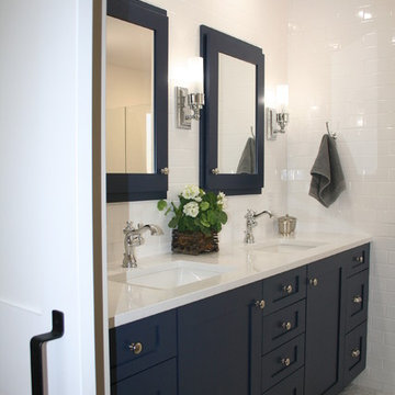 White & Blue Traditional Bathroom