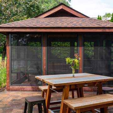 Rustic Detached Screen Room with Fire Table
