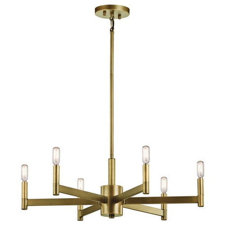 Erzo Chandelier 6-Light, Natural Brass