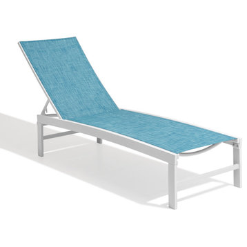 Outdoor Patio Aluminum Five-Position Adjustable Chaise Lounge Chair, Blue