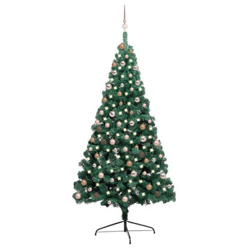 vidaXL Artificial Half Pre-lit Christmas Tree with Ball Set Xmas Tree Green