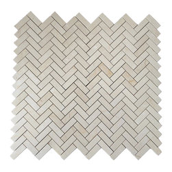 Crema Marfil 1x3" Herringbone Marble Mosaic Tile - Mosaic Tile
