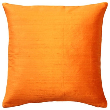 Pillow Decor Sankara Silk Throw Pillows 20"x20", Orange
