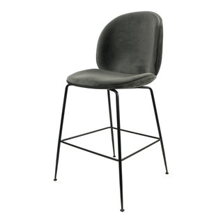 Velvet Grey Stool Industrial Bar Stools And Counter Stools by AFB Decor Houzz