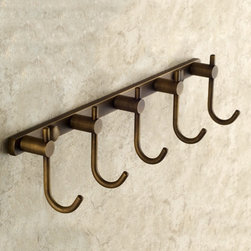 Solid Brass Wall Mount Row Robe Hook Antique Brass Finish TAB6114 - Bathroom Accessories