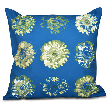 Gypsy Floral 2, Floral Print Pillow, Teal, 18"x18"