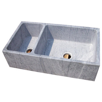 Dimension 2000 Offset Double Bowl Solid Soapstone Sink