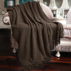 Tweed Knitted Throw Blanket, Seal Brown, 50"x60"