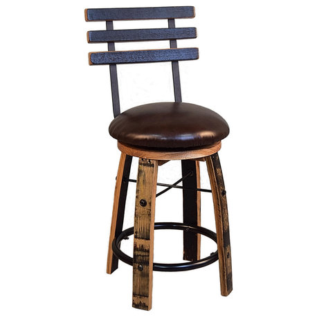 Shooter's Upholstered Swivel Counter Stool With Back