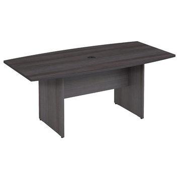 72W x 36D Boat Shaped Conference Table with Wood Base in Storm Gray