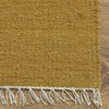 Hand Woven Flat Weave Kilim Wool Area Rug Solid Gold