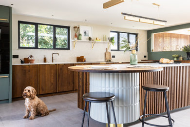 Design ideas for a retro kitchen in Sussex.