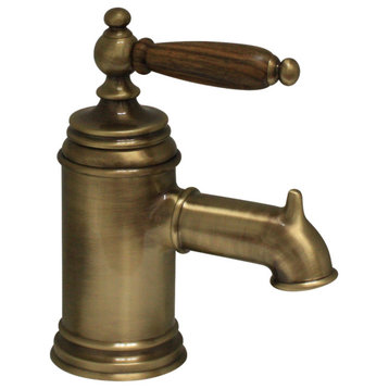 Whitehaus N21-OB Old Bronze Lavatory Faucet + Cherry Wood Handle & Pop-up