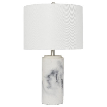 Elegant Designs Stone Marble Table Lamp with Fabric Shade