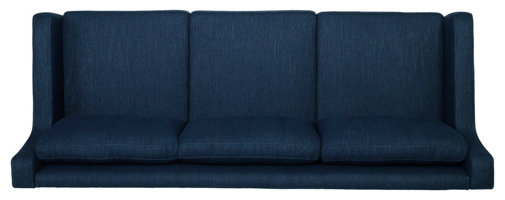 Marco Tufted Fabric 3 Seater Sofa, Navy Blue/Espresso