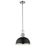 Z-Lite - Z-Lite 725P12-MB+CH Melange 1 Light Pendant in Chrome - Radiate a modern glow with the charm from this hanging ceiling light. Smooth matte black couples with a sleek chrome finish to emphasize the streamlined features.