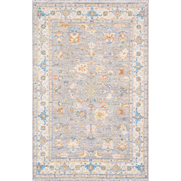 Oushak Hand-Knotted Wool Grey Area Rug- 6' 0'' X 9' 2''