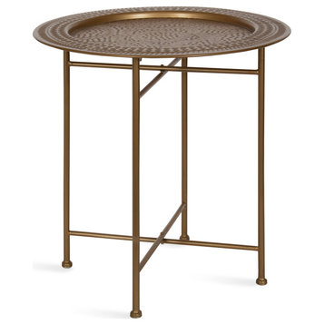 Razza Round Metal Side Table, Gold 19x19x20