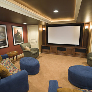 Inspiration for a contemporary home cinema in Philadelphia.