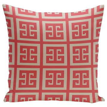 Geometric Decorative Pillow, Latte Coral, 16"x16"
