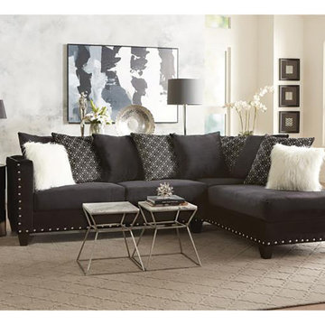 Implosion Black 2-piece Sectional with Chaise
