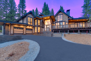 Mountain style home design photo in Sacramento