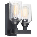 Craftmade - Craftmade Chicago 2 Light Wall Sconce, Flat Black/Clear Seeded - The strong lines and larger scale of the Chicago collection by Craftmade make a bold statement easily at home in any setting. The coordinating clear seeded glass vanities and mini pendant provide excellent lighting options for any bathroom large or small.