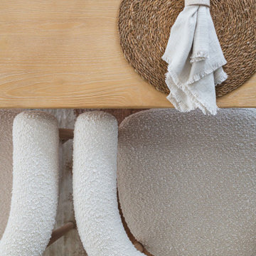 Bouclé Dining Chairs and Natural Table Setting