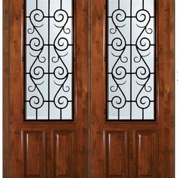 Prehung Double Door 96 Alder St. Charles 2/3 Lite Wrought Iron - Front Doors
