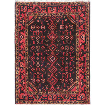 Consigned, Persian 4 x 6 Area Rug, Hamadan Hand-Knotted Wool Rug
