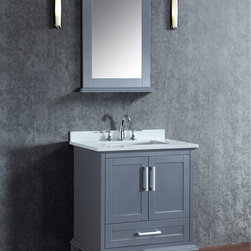 30 inch Single Sink Whale Grey Bathroom Vanity Set With Mirror - Bathroom Vanities And Sink Consoles