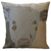 Rustic Cow Burlap Pillow, 16"x16"