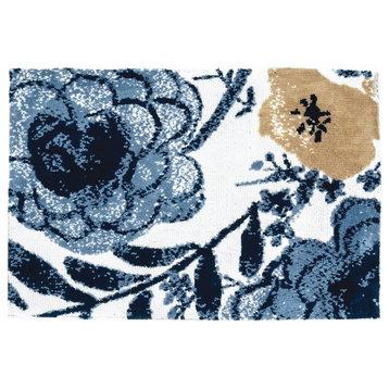 Blue Yonder Carnation Simple Spaces Floral Accent Rug With Flowers, 21 X 33