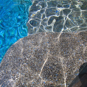 Freeform Style Pool with Waterfall and Fire Pit