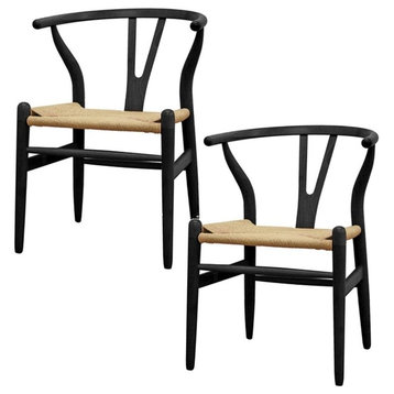 Wood Chair Black, Set of 2