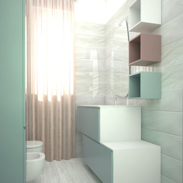 INTERIOR DESIGN - bagno verde e cipria