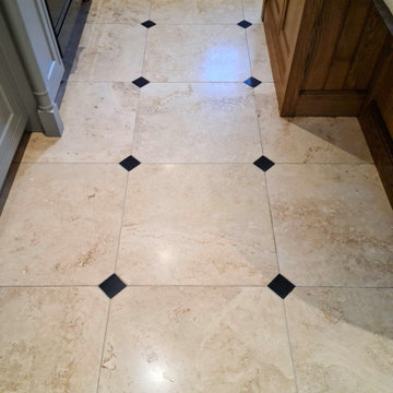 Restoration Clean of a Limestone Tiled floor in York
