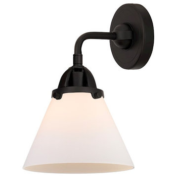 Innovations Large Cone 1 Light 7.75" Sconce, LED, BK/Frost