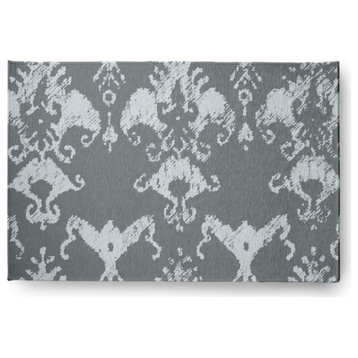 Victorian I-Kat Pattern Soft Chenille Area Rug, Charcoal, 4'x6'