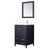 Solid Wood Lacquer Vanity With Mirror & Gold Handles, 24"