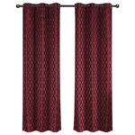 Royal Tradition - Willow Thermal Blackout Curtains, Set of 2, Burgundy, 84"x96" - The stylish geometric pattern of these floor-length curtains conveys a refined and classic look to your home. Containing a pole pocket design, these jacquard curtains are well-suited with traditional curtain rods, allowing you to change your room easily. This trendy and functional curtain panel pair is thermal-insulated, blocks out the glaring sunlight during the hot summer months, and keeps cold drafts adrift. Block unwanted light and protect your room against outside temperatures with these thermal blackout curtains. These energy saving curtains are both beautiful and practical. The curtains are machine washable for easy care.