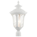Livex Lighting - Textured White Traditional, Victorian, Sculptural, Outdoor Post Top Lantern - From the Oxford outdoor lantern collection, this traditional cast aluminum three-light large post top lantern design will add curb appeal to any home. It features handsome, antique styling and decorative elements. Clear water glass casts an appealing light and lends to its vintage charm. The well-crafted ornamental details are all finished in a textured white. With superb craftsmanship and affordable price, this fixture is sure to tastefully indulge your senses.